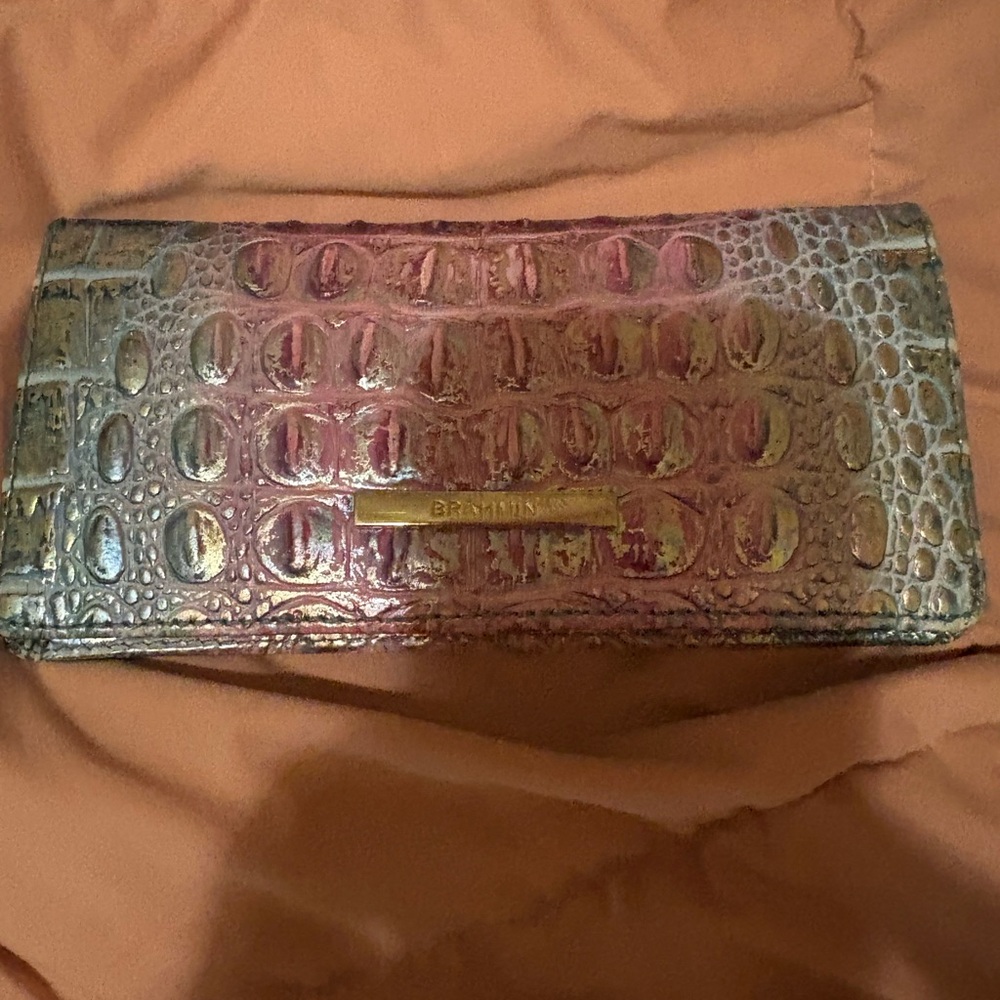 Brahmin Metallic Pink Crocodile Embossed Wallet
